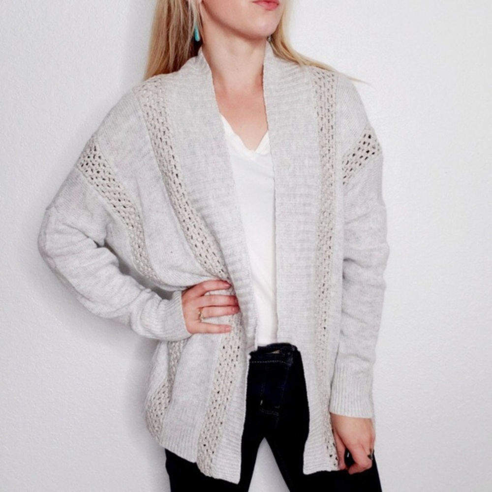 Sundance | Light Gray Open Front Knit Cardigan - Picture 4 of 9